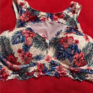 PINK Victoria's Secret Floral Lace Top - Red and Blue